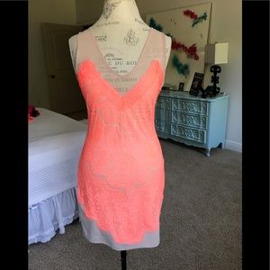 NWOT Lush Lace Dress With Nude Netting